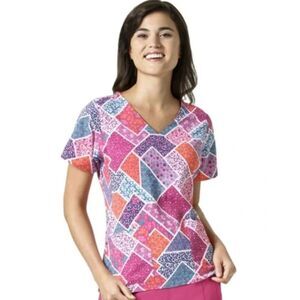 Vera Bradley Scrub Top Women’s Sz‎ Small Pink Floral Patchwork Nursing Medical